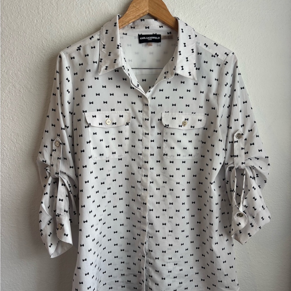 Karl Lagerfeld women’s white button down shirt